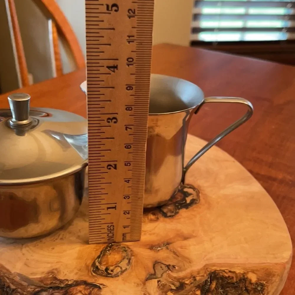 Mid Century Stainless Creamer & Sugar Set